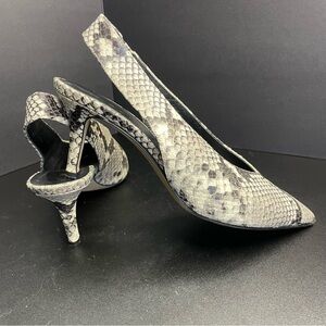 Italian Leather Gemi Snake Print Slingback Heels